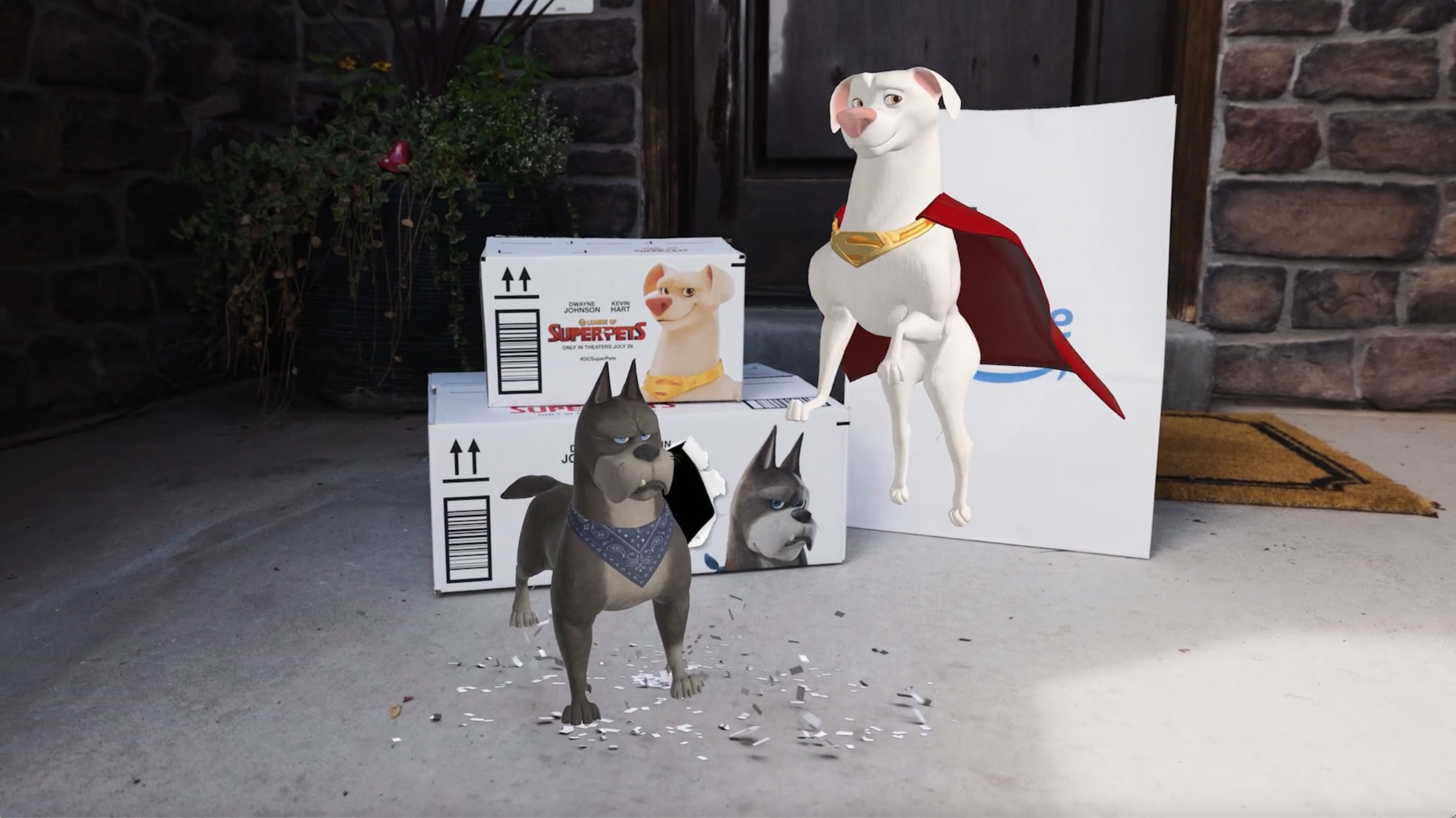 Warner Bros Pictures brings the DC League of Super-Pets characters to life through Amazon boxes